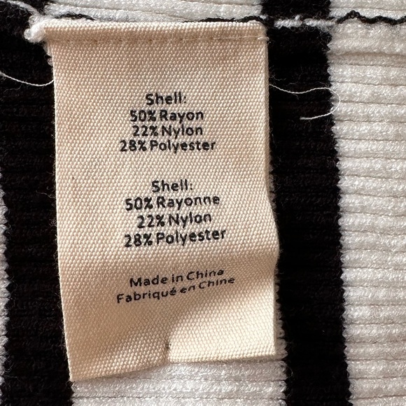 NWOT L’Agence Delphine Striped Ribbed Knit Sweater Short Sleeve Black/White - Picture 7 of 8